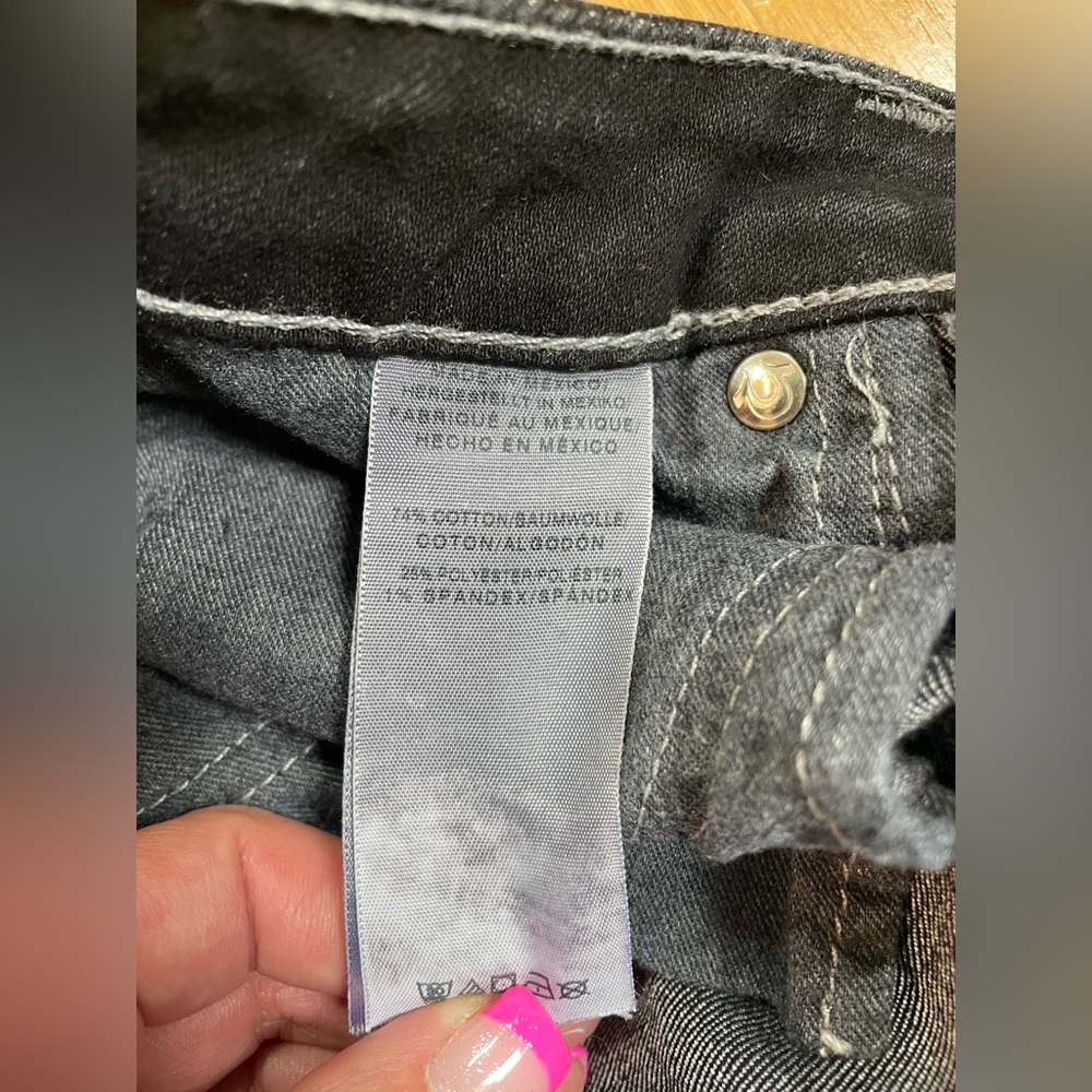Rare Women's True Religion Slim Straight Black Marbled Denim Jeans 25 ✨NEW✨ - Picture 8 of 10